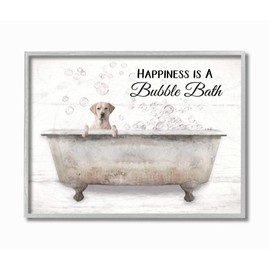 Happiness Is A Bubble Bath Dog In Tub Word Design