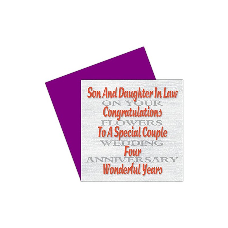 Son & Daughter In Law 4th Wedding Anniversary Card –