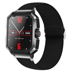 Compatible with Anyloop Smartwatch Bands,Lamshaw 22mm Stretch Elastics Nylon Adjustable Replacement Strap Accessories for Men & Women Compatible for Anyloop CW01/LA32/ALW47/V3SA Smartwatch (Black)