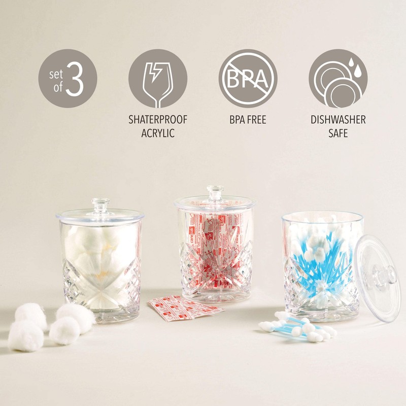 Godinger Storage Jars with Lids Set, Canister Set, Apothecary Jars,