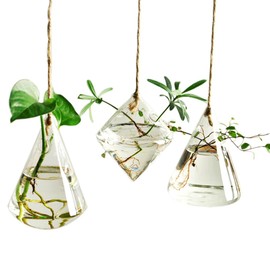 Glass Hanging Planter Plant Terrarium Hanging Propagation Station Container for Hydroponic Plants Home Garden Decor 3 Type