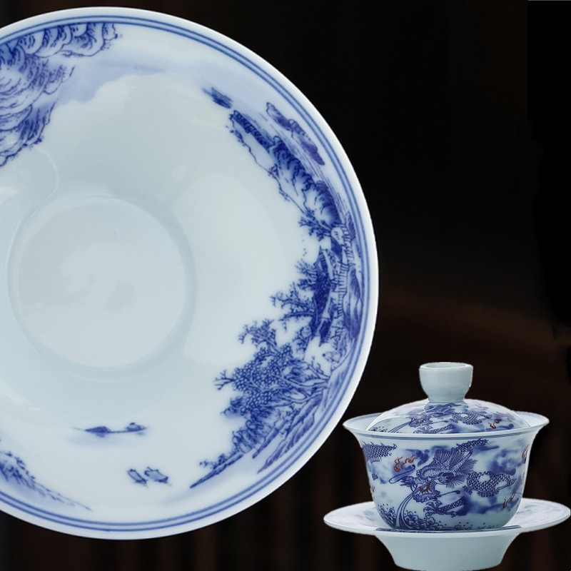 JWCBDY Ceramic Gai Wan Set, Gaiwan Tea Cup With Lid