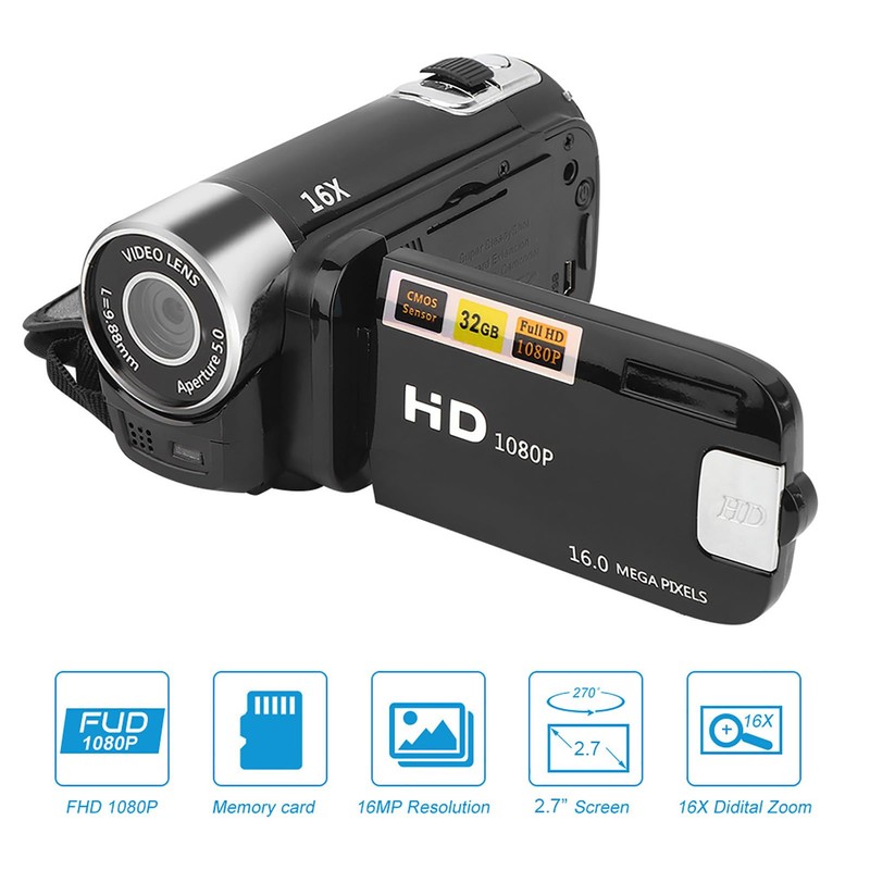 Videocámara con Cámara de Vídeo, Zoom Digital de 16X, Pantalla