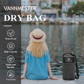 VANNMESTER Marine Dry Bag Waterproof Bag Backpack for Men Women Essentials for Boating Swimming Kayaking Rafting Fishing-Black 2L