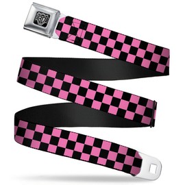 Hebilla abajo cinturón de seguridad a cuadros W20302, Checker Black/Pink, 1.0" Wide, 20-36" Long