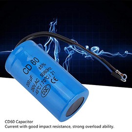 Condensador, AC 250V 200uF 50/60 Hz CD60 Condensador de funcionamiento plástico del condensador de motor azul con cable conductor para compresor de aire