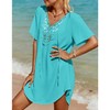 SimpleFun Swimsuit Cover Up for Women Short Sleeve V Neck