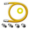 MCAMPAS 48" Flexible Yellow Coated Gas Line Connector Kit for
