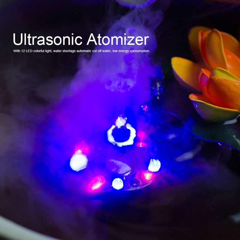 Black Aquarium 12 LED Light Ultrasonic Mist Maker Atomizer Water