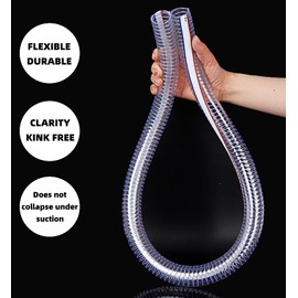 PEISONGFEI 3/4 Inch ID x 1 Inch OD Heavy-Duty Steel Wire vacuum Suction Flexible Hose High Pressure UV Chemical Resistant Thick Vinyl Tube, Bilge Pump Hose,10FT