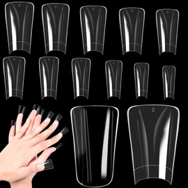 220Pcs Duck Nail Tips, Duck Nails Clear Nail Tips Duck Tips for Acrylic Nails Professional, Long Duck Nail Tips Press on Wide False Nails with Bag, Half Cover Nail Tips for Nail Salon DIY (11 Sizes)