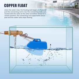 1/2 Inch Brass Float Valve for Water Tank with Hose Auto Shut Off Pool Fill Valve Automatic Fill Float Ball Valve for Stock Fountains Livestock Waterer Troughs (1/2 Inch Float Valve, 2)