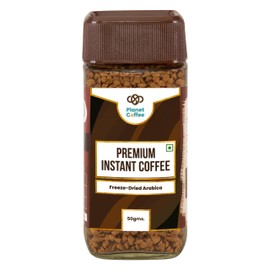 Planet Coffee® | PREMIUM Original Coffee | 1.76 Ounces (50 Gms) Jar | Pure Arabica | Freeze-Dried Instant Coffee | No Added Sugar | Makes 25 Cups | Medium Roast | Unflavoured Natural Coffee