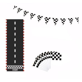 3pack/lot Black And White Flag Decorations For Racing Parties And Events Chequered Flag Banners For Racing Decorations