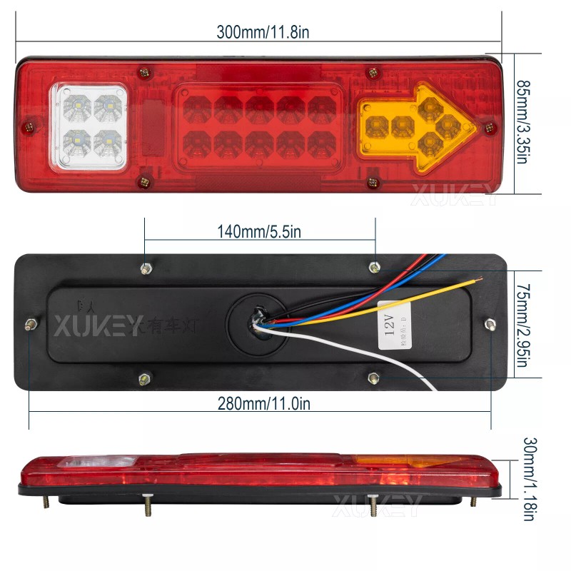 XUKEY Waterproof Rear LED Submersible Trailer Tail Light Kit Boat