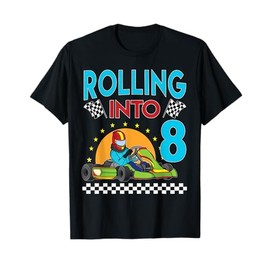 Rolling into 8 Go Kart Racing Go-Kart 8th Birthday Racing T-Shirt
