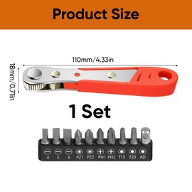 Right Angle Phillips Magnetic Screwdriver – Mini 1/4” PH2 Ratchet Wrench with 10 Bits – Reversible High Torque Stubby Ratcheting Screwdriver – Compact Tool for Tight Spaces & DIY Repairs