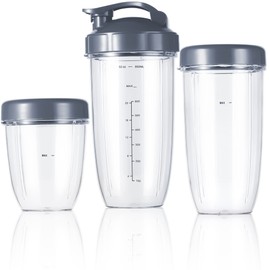 NutriBullet Replacement Cup Kit - Short (18oz), Tall (24oz), Colossal (32oz) with Flip-Top & Stay-Fresh Lids