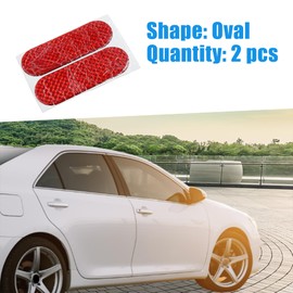 A ABSOPRO Car Reflector Sticker Oval Reflective Warning Decal Red (Set of 2)