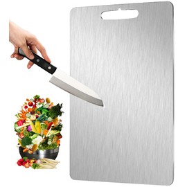 Chebet Stainless Steel Cutting Board Double Sided for Kitchen, Food Grade Chopping Boards Perfect for Cutting Meats, Fruits And Vegetables, Dishwasher Safe Easy to Clean (18"L x 12"W)