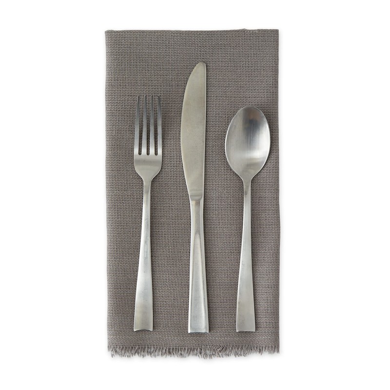 DII Everyday Collection, Fringed Solid Tabletop, Napkin Set, Gray, 6