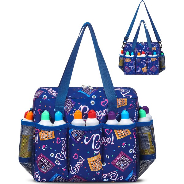 FOKDUVB Bingo Bag with Pockets for Daubers Dabbers Dobbers Dotters