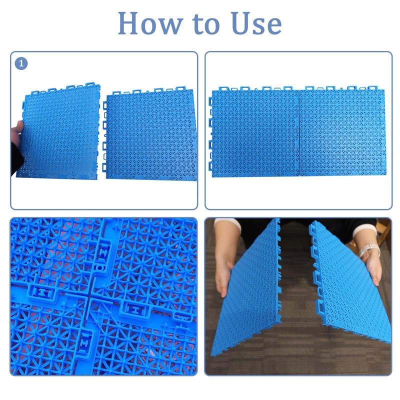 GHYKL 16 Pcs Interlocking Pool Drainage Mats, 10.3" x 10.3"