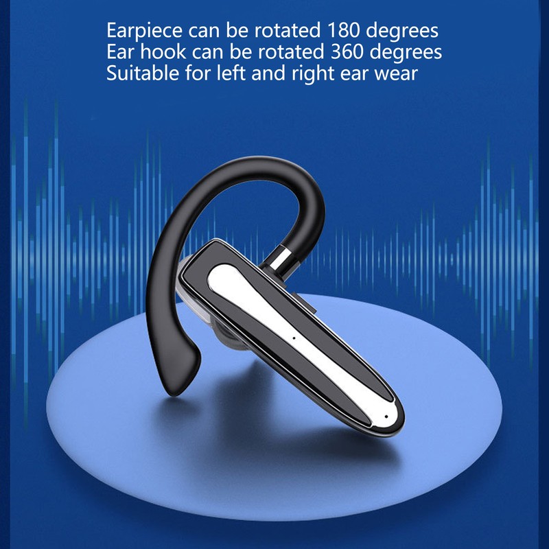 Bluetooth Earpiece Noise Cancelling Hands Free Rotatable Single Ear Wireless