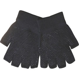 Youths Black Super Soft Magic Gripper Fingerless Thermal Winter Gloves