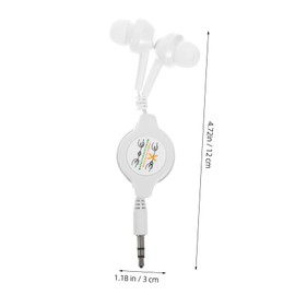 SEWACC Ear Headphones Double Pull Telescopic Design Wired for Comfortable Listening Lightweight Portable for White