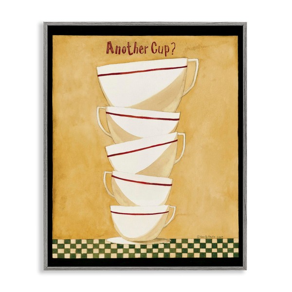 Stupell Industries Stacked Mug Collection Framed Giclee Art Design by