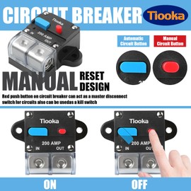 Tiooka 60Amp Circuit Breaker Resettable 60A Circuit Breaker with Manual Reset Button Solar Energy Inline Circuit Breaker for Car Audio Amps Protection Waterproof Cover for Motor Auto Car Marine Boat