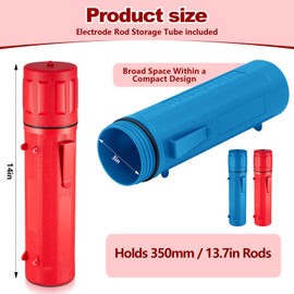 Zonon 2 Pcs Welding Rod Storage Tube 14 Inch Stick Electrode Storage Container Airproof Waterproof Canister (holds 350mm / 13.7in Rods)(Red and Blue)