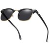 aisswzber Retro Semi Rimless Sunglasses Half Frame UV400 Glasses 3016s-blacknew