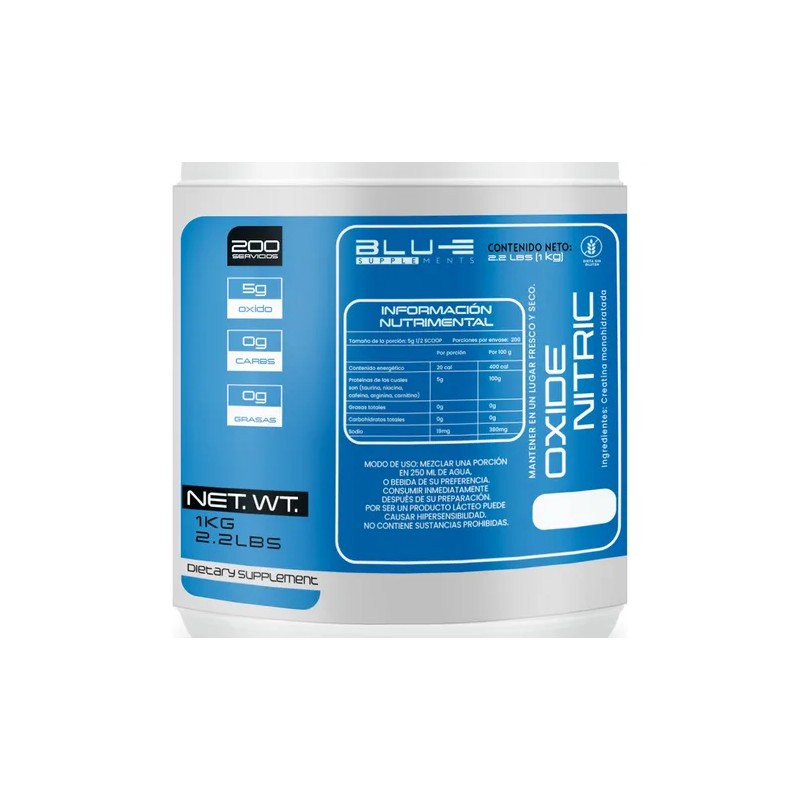 Óxido Nítrico Blu-e 1 Kg 200 Serv Varios Sabores Pre