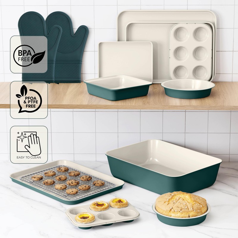 Country Kitchen Nonstick Stackable Bakeware Set - Deluxe Heavy Duty,