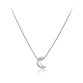 BOFAYS Silver Moon Necklace for Women, Titanium Steel Dainty Moons Pendant Delicate Simple Minimalist Jewelry