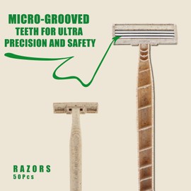 EZ Disposable Razor - 50pcs Eco Friendly Disposable Three Blade Shaving Razor for Men/Women's Grooming, Biodegradable Single-Use Body & Face Shaver for Eco Friendly Product Gifts