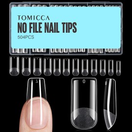 TOMICCA Pack of 504 Square Medium Nail Tips for Gel Nails, False Nail Tips, Nail Tips for Nail Extension and Nail Art, DIY Nail Studio at Home, 12 Sizes, Artificial Gel Nail Tips