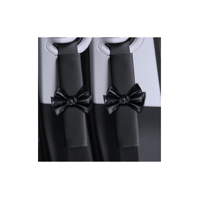 Dotesy 2PCS Cute Bow Leather Car Seat Belt Cover Pads,