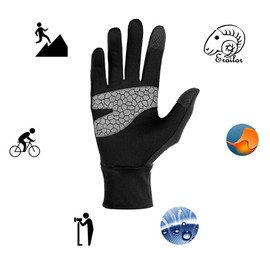 BOODUN Lightweight sports gloves, running gloves, warm up running gloves, unisex sports gloves, slim walking gloves for men and women with anti-slip function, black, L/XL