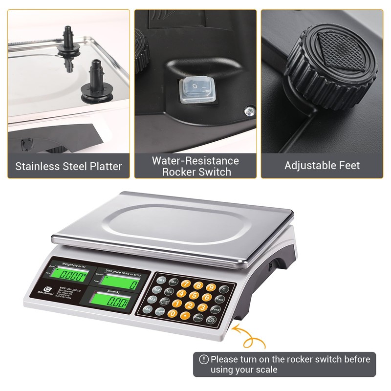 BROMECH Price Computing Scale, 66lb Digital Commercial Food Meat Produce