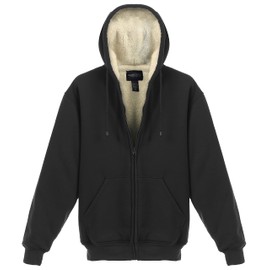 Gioberti Men's Heavyweight Sherpa Lined Fleece Hoodie Jacket, Heather Charcoal, Medium