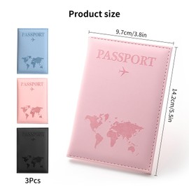 YALiya Pack of 3 ID Bags Travel Documents, PU Leather Passport Cover, Holds Passports, ID Cards, Credit Cards, 3 Colours Passport Organiser, Flight Tickets and Boarding Passes and Offers More Storage