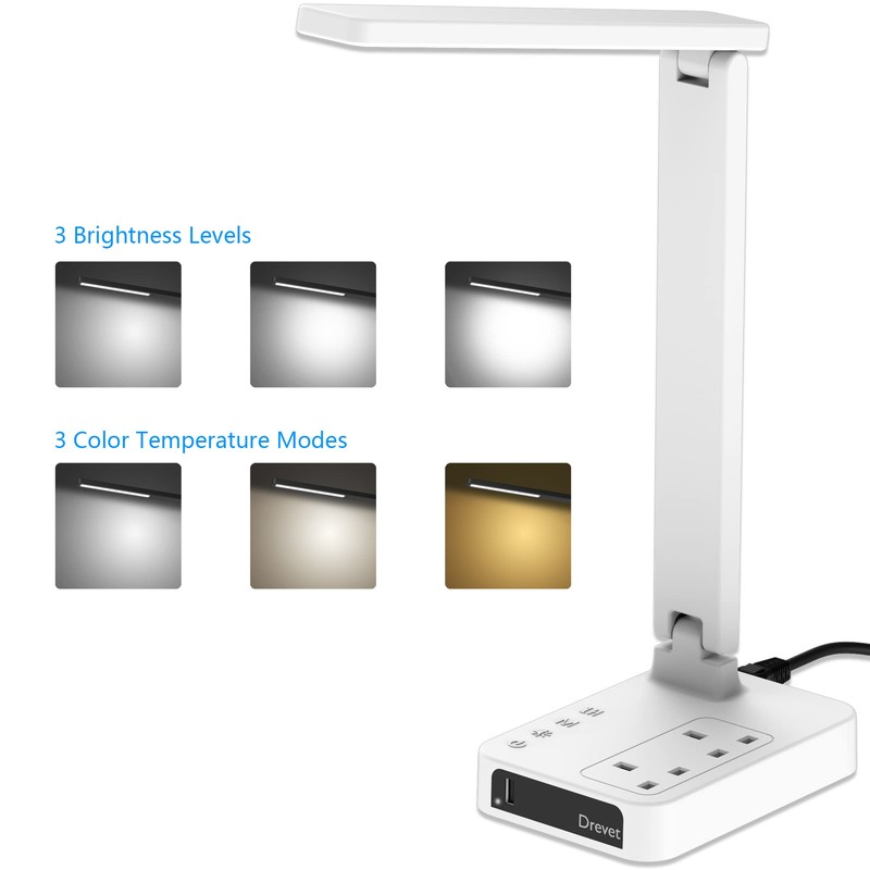 Drevet LED Desk Lamp, Desk Light with 1 USB Charging
