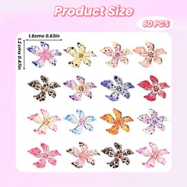 60 Pcs 3D Flower Nail Charms, Nail accessories, Summer Nail Jewellery, Ideal for Nail Art, Manicure Decoration and DIY Nail Designs