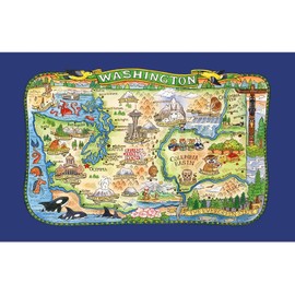 Kay Dee Washington State Tea Towel Adventure Destinations Souvenir Pictorial Poster Style Map Kitchen Towel, Multicolor, 18 in x 28 in