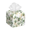 POIUBLE Leather Tissue Box Holder Gold and Green Eucalyptus Leaf