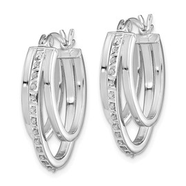 925 Sterling Silver Diamond Mystique Platinum-plated Diamond J Hoop Earrings (.01 cttw.)