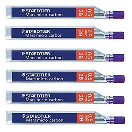 Staedtler Mars Micro Carbon 250 Pencil Leads 0.5mm 2B 6 Tubes/Packs (72 Leads) 2B